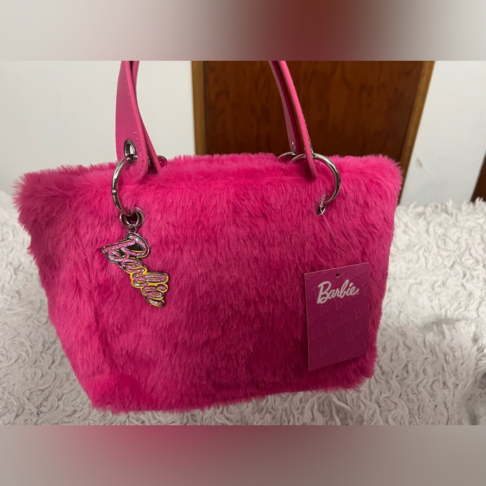 LIMITED EDITION AUTHENTIC Barbie Core Pink Plush Tote. NWT - Picture 7 of 7